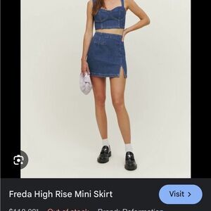 Reformation Blue Denim Mini Skirt